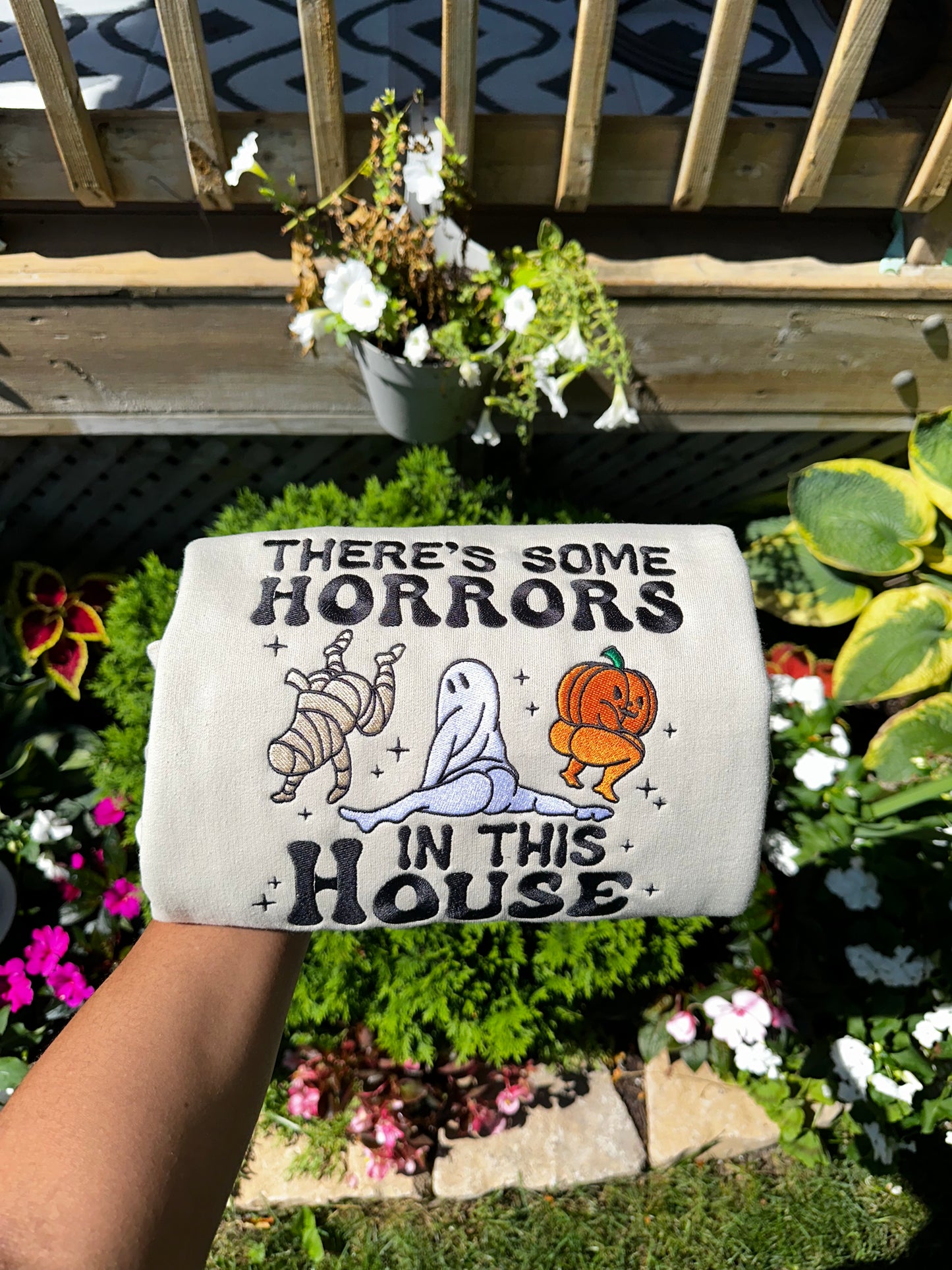 Haunted Hotties Embroidered Halloween Sweatshirt – Funny Spooky House Vibes