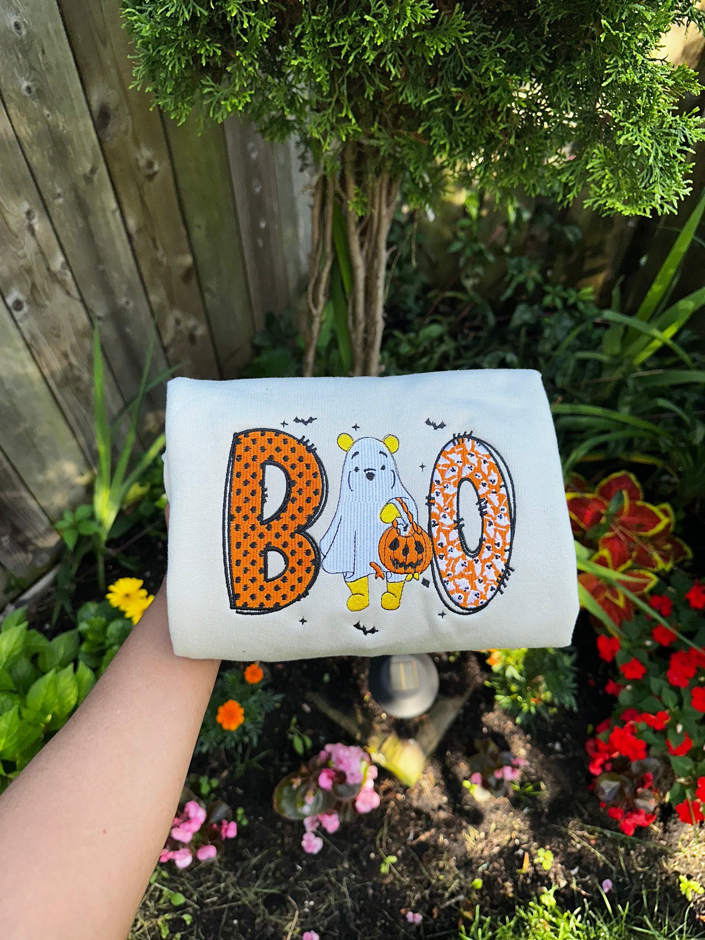 BOO Bear Halloween Sweatshirt & Hoodie – Cute Ghost Embroidery for Fall