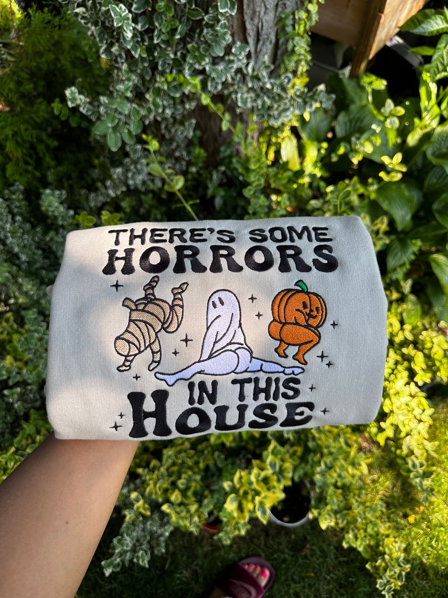 Haunted Hotties Embroidered Halloween Sweatshirt – Funny Spooky House Vibes