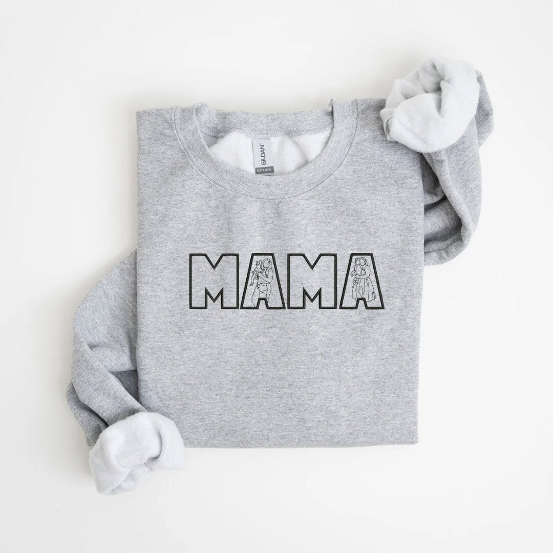 Embroidered Mama Sweatshirt, Mama Sweatshirt, Mothers Day Gift, Cool Mom, First Mothers Day Gift, New Mom Gift, Mama sweater, Embroidery
