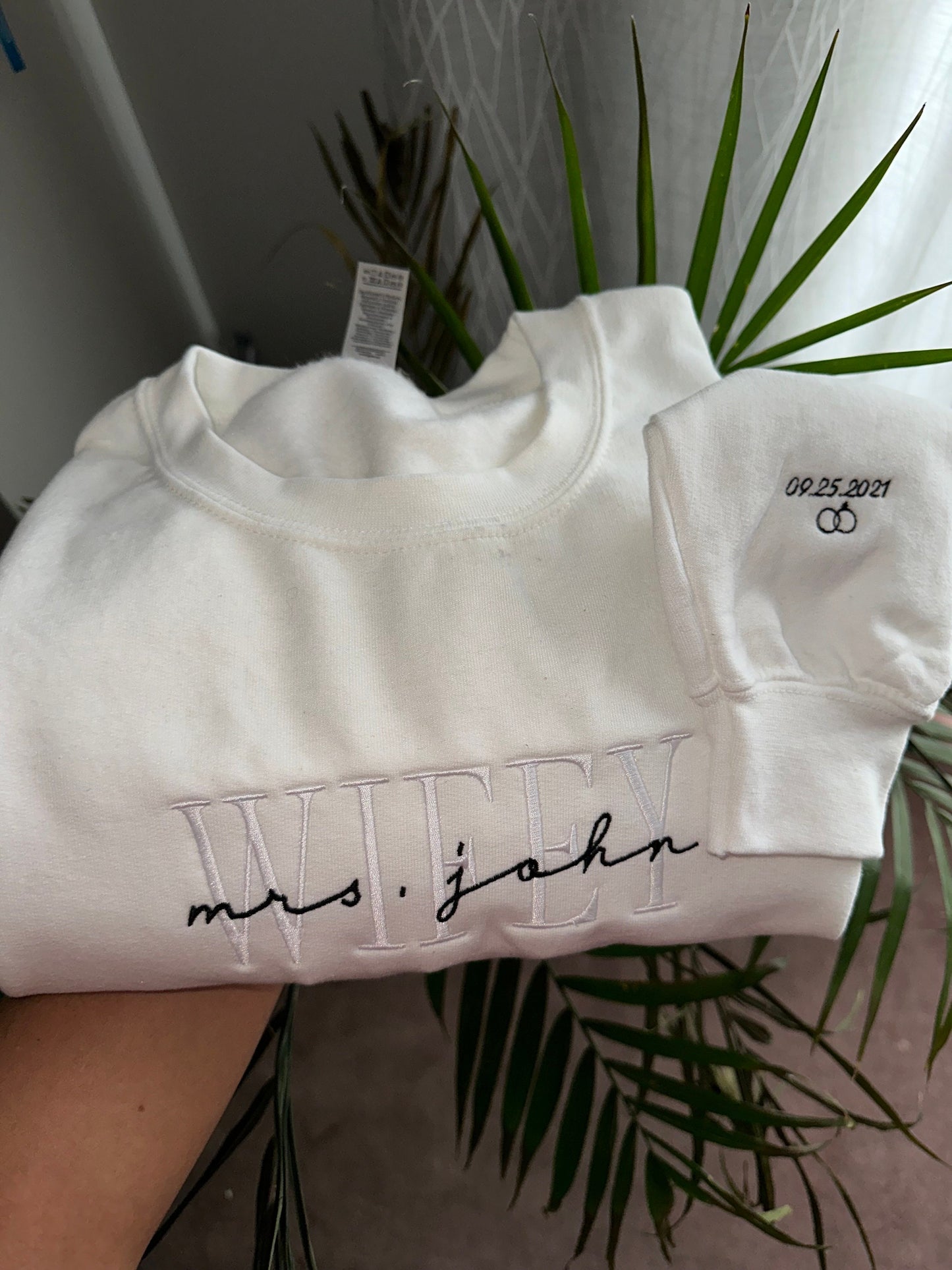Personalized Embroidered Wifey Sweatshirt | Custom last name Sweatshirt | Bridal Sweatshirt | Engagement Sweatshirt | Bride