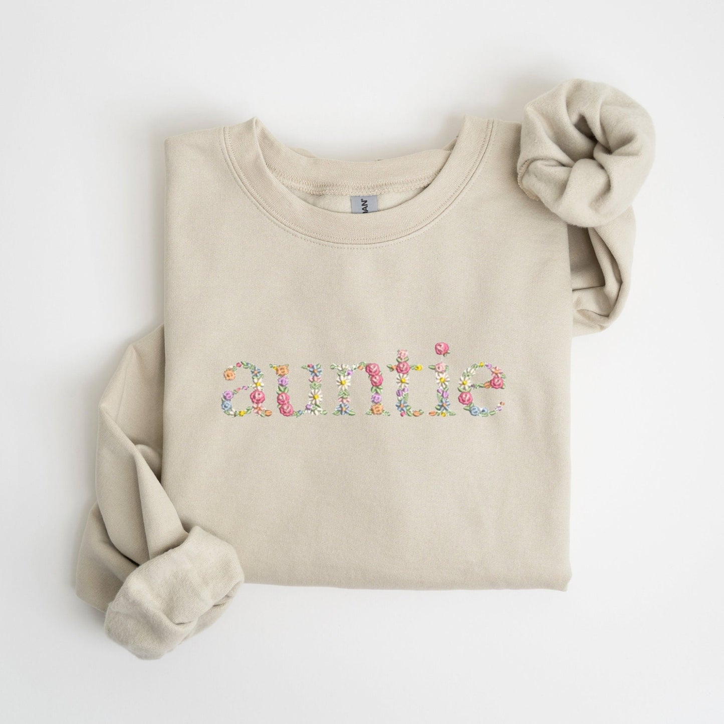Auntie Sweatshirt, Floral Auntie Sweatshirt, Gift for Aunt, Aunt Sweatshirt, New Aunt Gift, Embroidered Floral Sweatshirt, Aunt Gift
