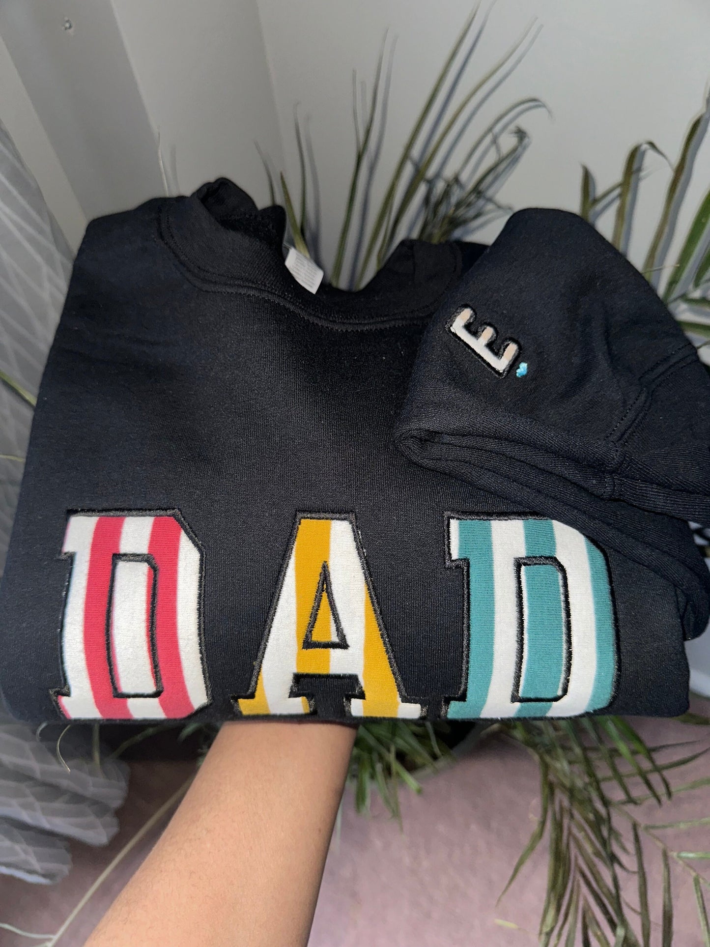 Dad Embroidered Baby Outfit Keepsake Applique Sweatshirt | Simple Dad Pullover, Gift for Dad, Personalized Dad Shirt