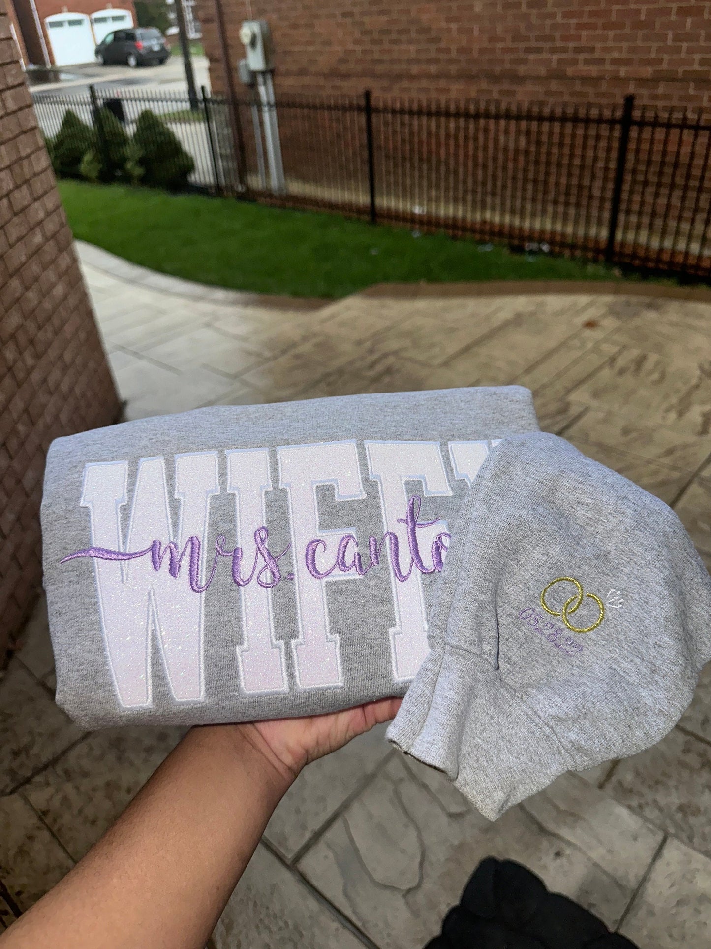 Personalized Embroidered Wifey Sweatshirt | Custom last name Sweatshirt | Bridal Sweatshirt | Engagement Sweatshirt | Bride|Glitter|Wifey