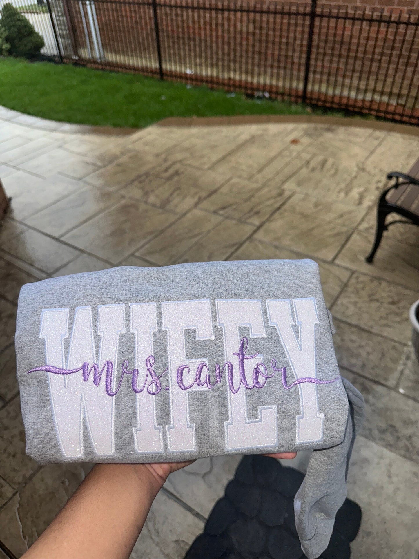 Personalized Embroidered Wifey Sweatshirt | Custom last name Sweatshirt | Bridal Sweatshirt | Engagement Sweatshirt | Bride|Glitter|Wifey