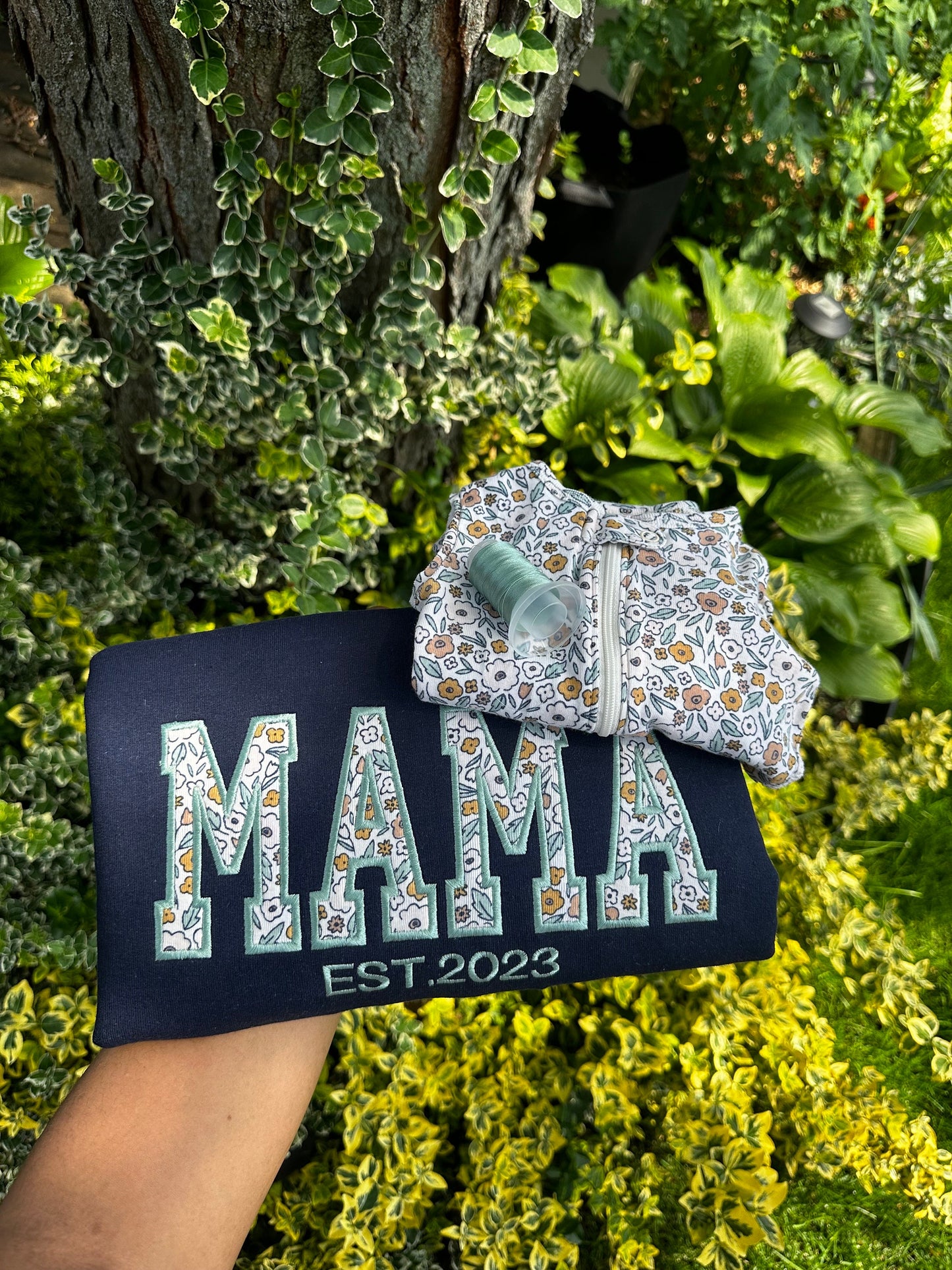 Mama Embroidered Baby Outfit Keepsake Applique Sweatshirt | Simple Mama Pullover, Gift for Mama, Personalized Mama Shirt, Mama EST