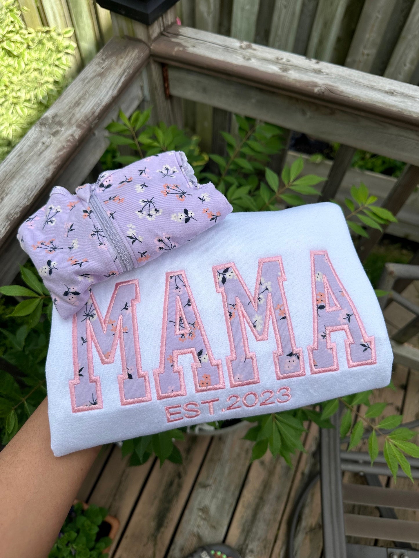 Mama Embroidered Baby Outfit Keepsake Applique Sweatshirt | Simple Mama Pullover, Gift for Mama, Personalized Mama Shirt, Mama EST