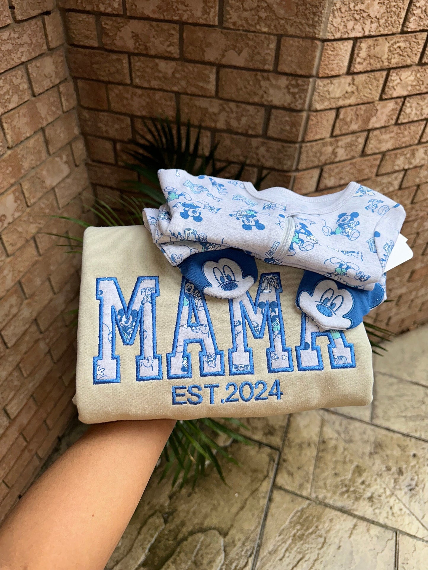 Mama Embroidered Baby Outfit Keepsake Applique Sweatshirt | Simple Mama Pullover, Gift for Mama, Personalized Mama Shirt, Mama EST