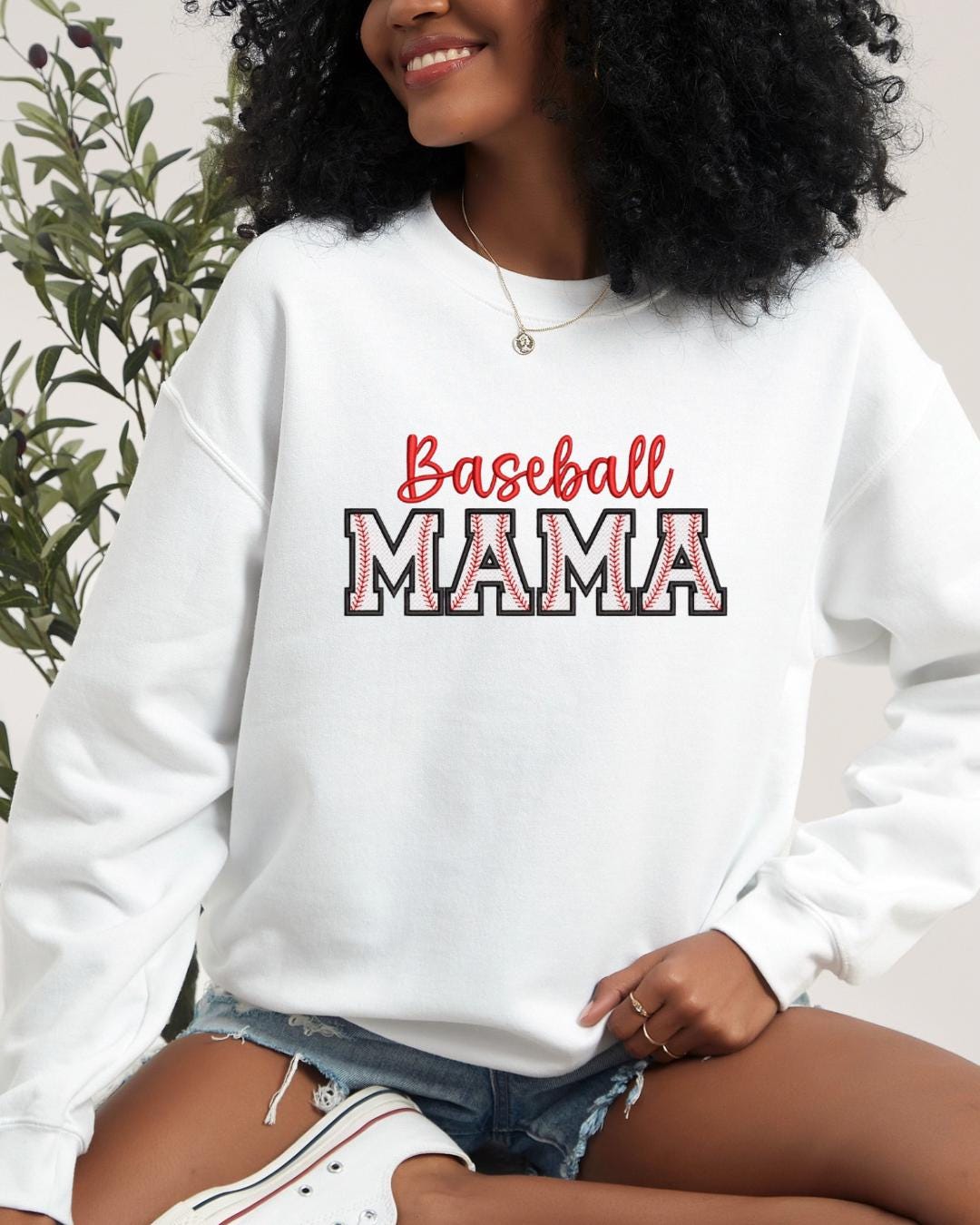 Baseball Mom Sweatshirt Embroidered, Custom Baseball Mama Shirt, Embroidered Baseball Fan Shirt, Sports Mama Sweatshirt, Sports Mom Gift