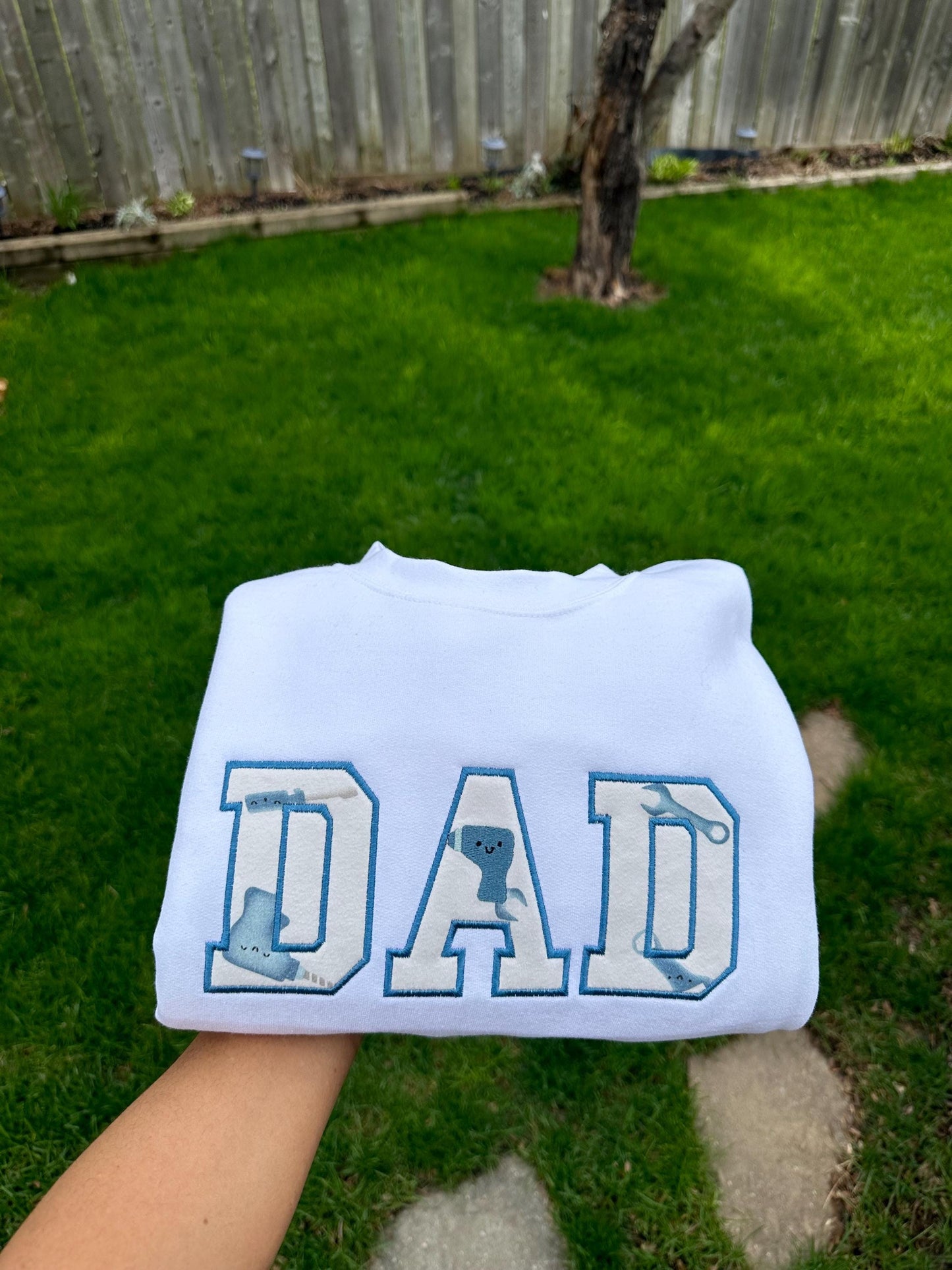 Dad Embroidered Baby Outfit Keepsake Applique Sweatshirt | Simple Dad Pullover, Gift for Dad, Personalized Dad Shirt