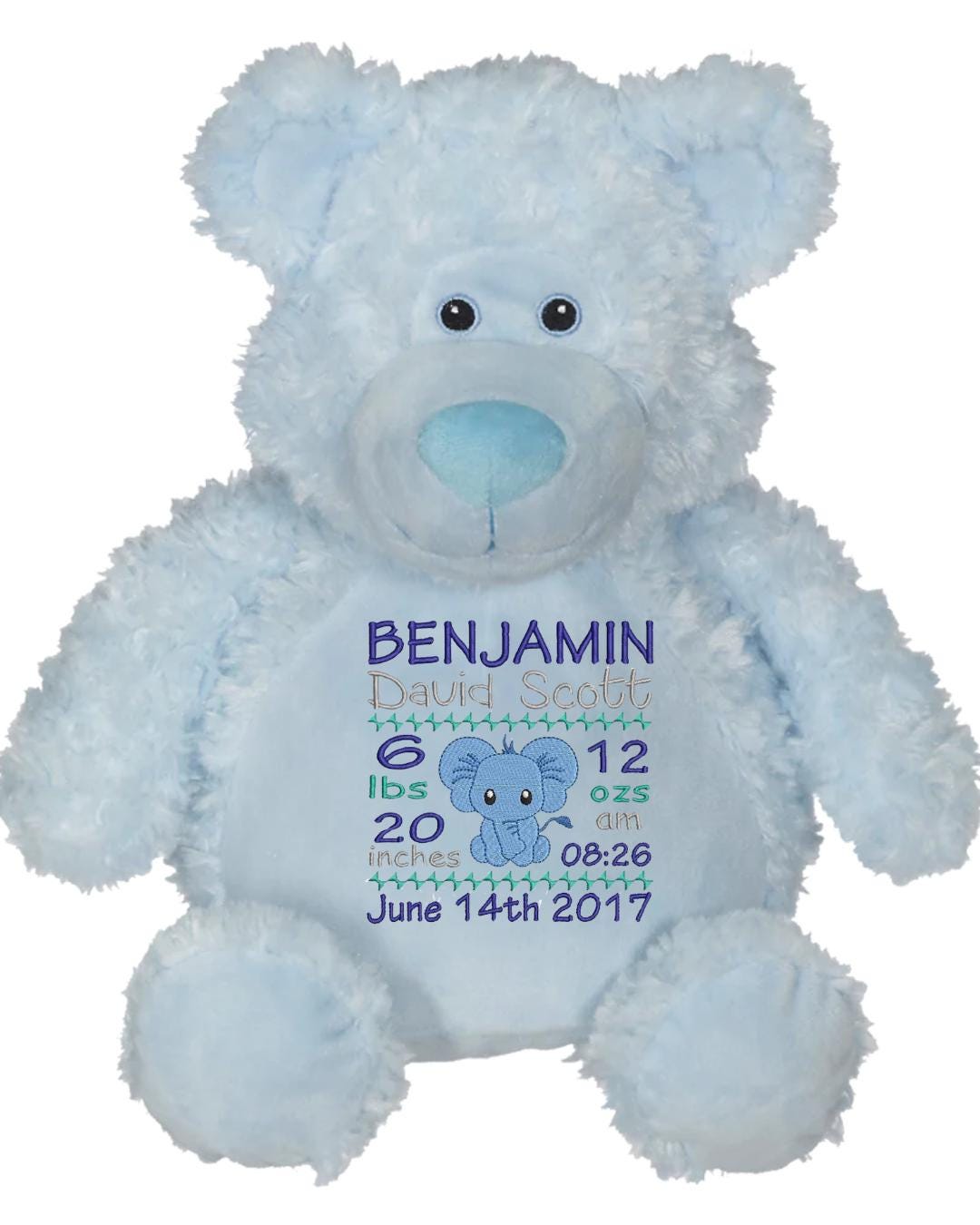 Personalized Stuffed Animal, Personalized Teddy Bear, Birth Stat Animal, Embroidered Stuffed Animal, Birth Announcement, Embroidered Animal