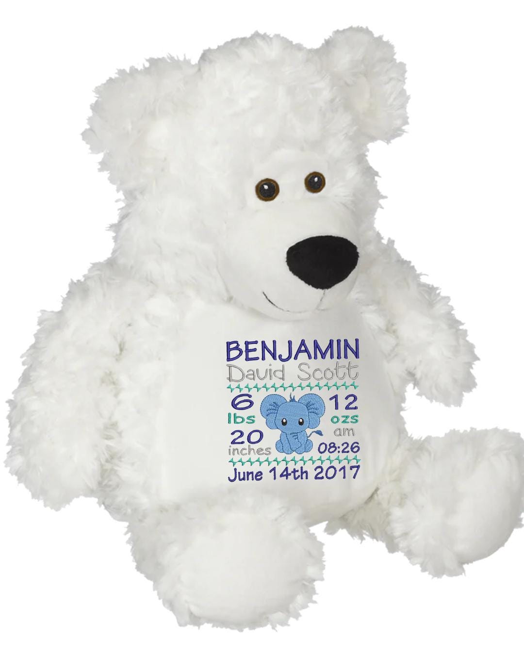 Personalized Stuffed Animal, Personalized Teddy Bear, Birth Stat Animal, Embroidered Stuffed Animal, Birth Announcement, Embroidered Animal