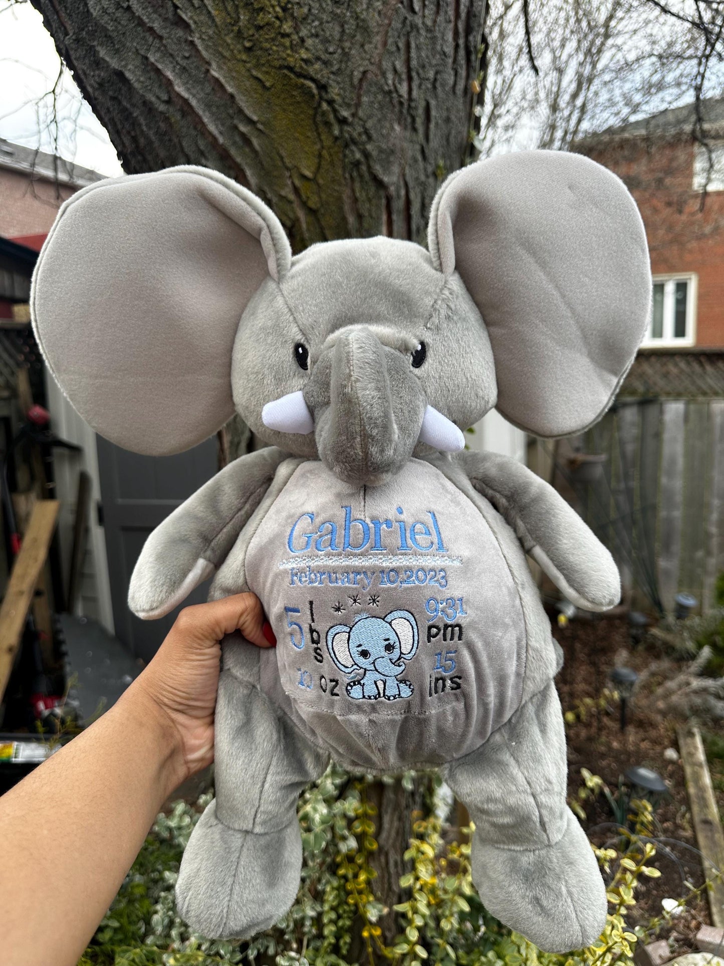 Personalized Stuffed Animal, Personalized Elephant, Birth Stat Animal, Embroidered Stuffed Animal, Birth Announcement, Embroidered Animal
