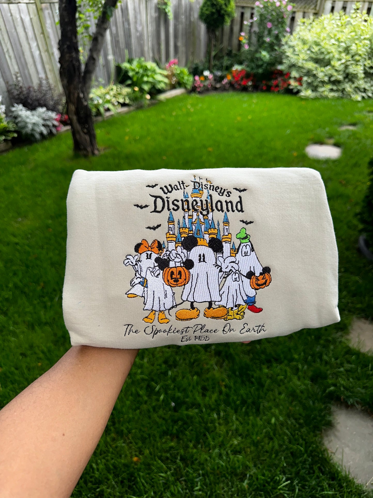 Haunted Castle Crew Sweatshirt & Hoodie – Cute Ghost Friends Halloween Embroidery