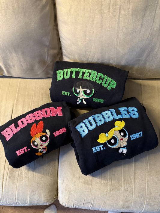 Retro Cartoon Bestie Crewneck – Embroidered Characters