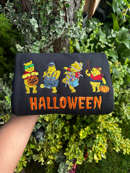 Costumed Bear Friends Halloween Embroidered Sweatshirt
