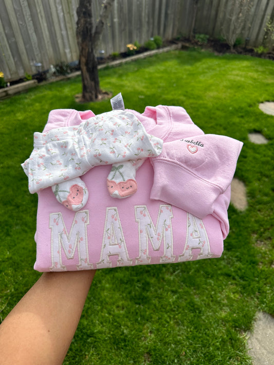 Mama Embroidered Baby Outfit Keepsake Applique Sweatshirt | Simple Mama Pullover, Gift for Mama, Personalized Mama Shirt, Mama