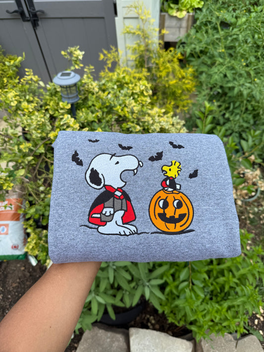 Spooky Pup Pumpkin Embroidered Sweatshirt