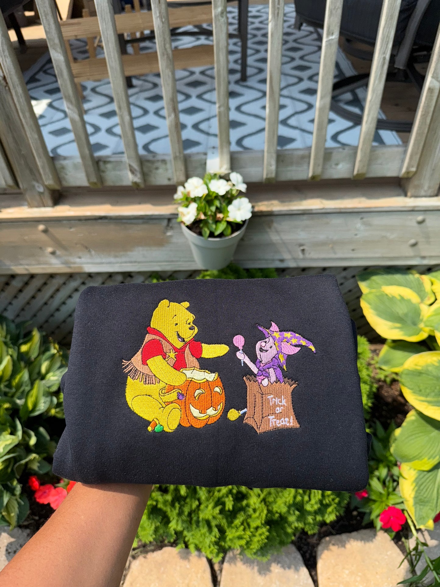 Trick or Treat Friends Embroidered Sweatshirt