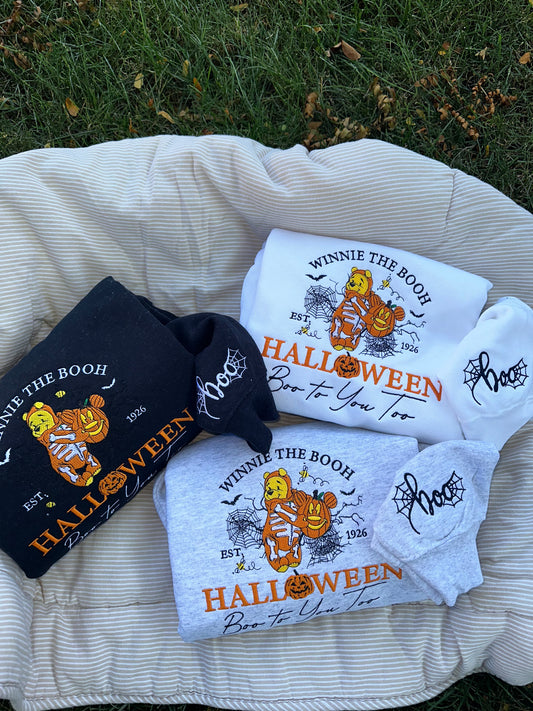 Pumpkin Skeleton Bear Halloween Sweatshirt – Boo to You Fall Vibes