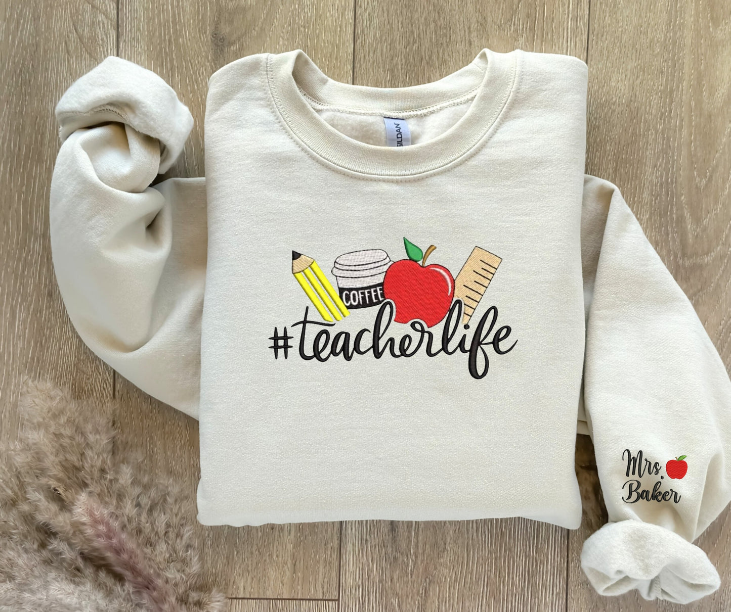 Teach Embroidered Crewneck Sweatshirt Embroidered Teacher Crewneck Gift For Teacher / Teacher Appreciation Gift / Personalized Teacher Shirt