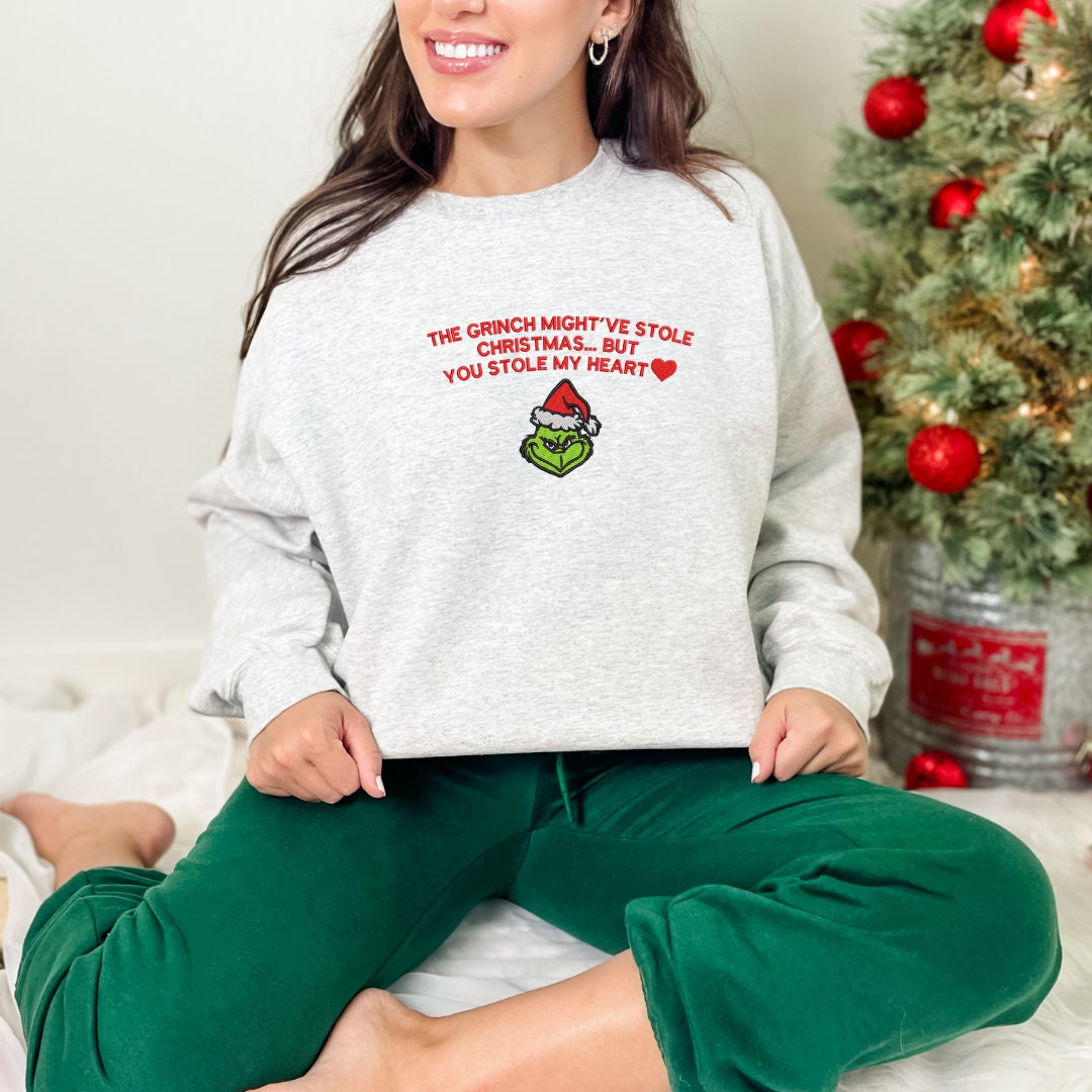 Grinch Christmas Embroidered Sweatshirt