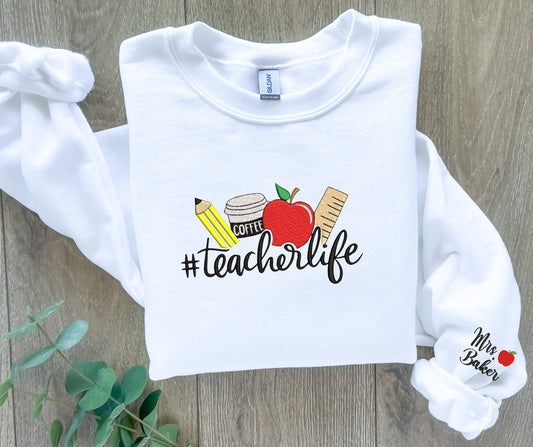 Teach Embroidered Crewneck Sweatshirt Embroidered Teacher Crewneck Gift For Teacher / Teacher Appreciation Gift / Personalized Teacher Shirt