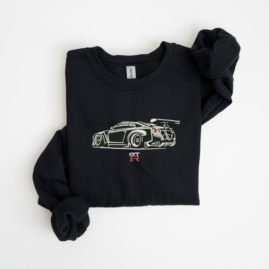 Embroidered Hoodie,  GTR Emblem Hoodie Unique Hand Embroidered JDM Sweatshirt, GTR Fan Hoodie, Car Lover, Gtr,Car lover Gift