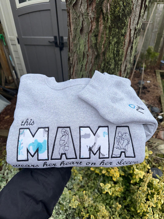 Mama Embroidered Baby Outfit Keepsake Applique Sweatshirt | Simple Mama Pullover, Gift for Mom, Personalized Mama Shirt, Mother’s Day , Mama