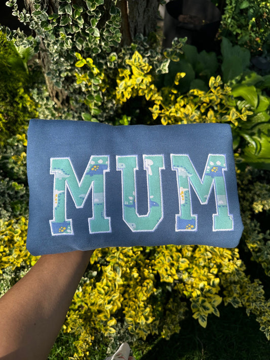 Mum Embroidered Baby Outfit Keepsake Applique Sweatshirt | Simple Mum Pullover, Gift for Mum, Personalized Mum Shirt