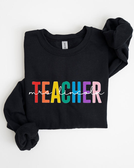 Custom Teacher Sweatshirt, Teacher Mrs Sweatshirt, Cute Teacher Crewneck, Teacher Appreciation gift, Gift for Teacher, Retro Teacher shirt