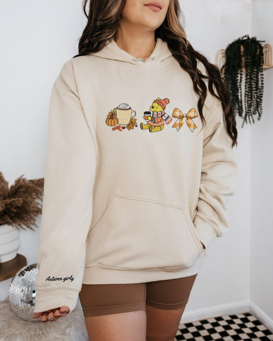 Winnie the Pooh Embroidered Sweatshirt - Embroidered Crewneck - Custom Sweatshirt - Fall Sweater - Halloween Sweater- Autumn Girly- Pumpkin