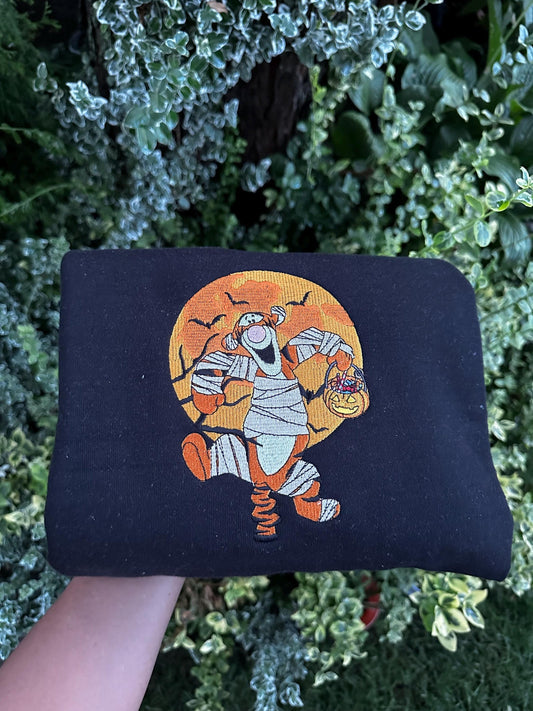 Mummy Tigger Halloween Moon Sweatshirt