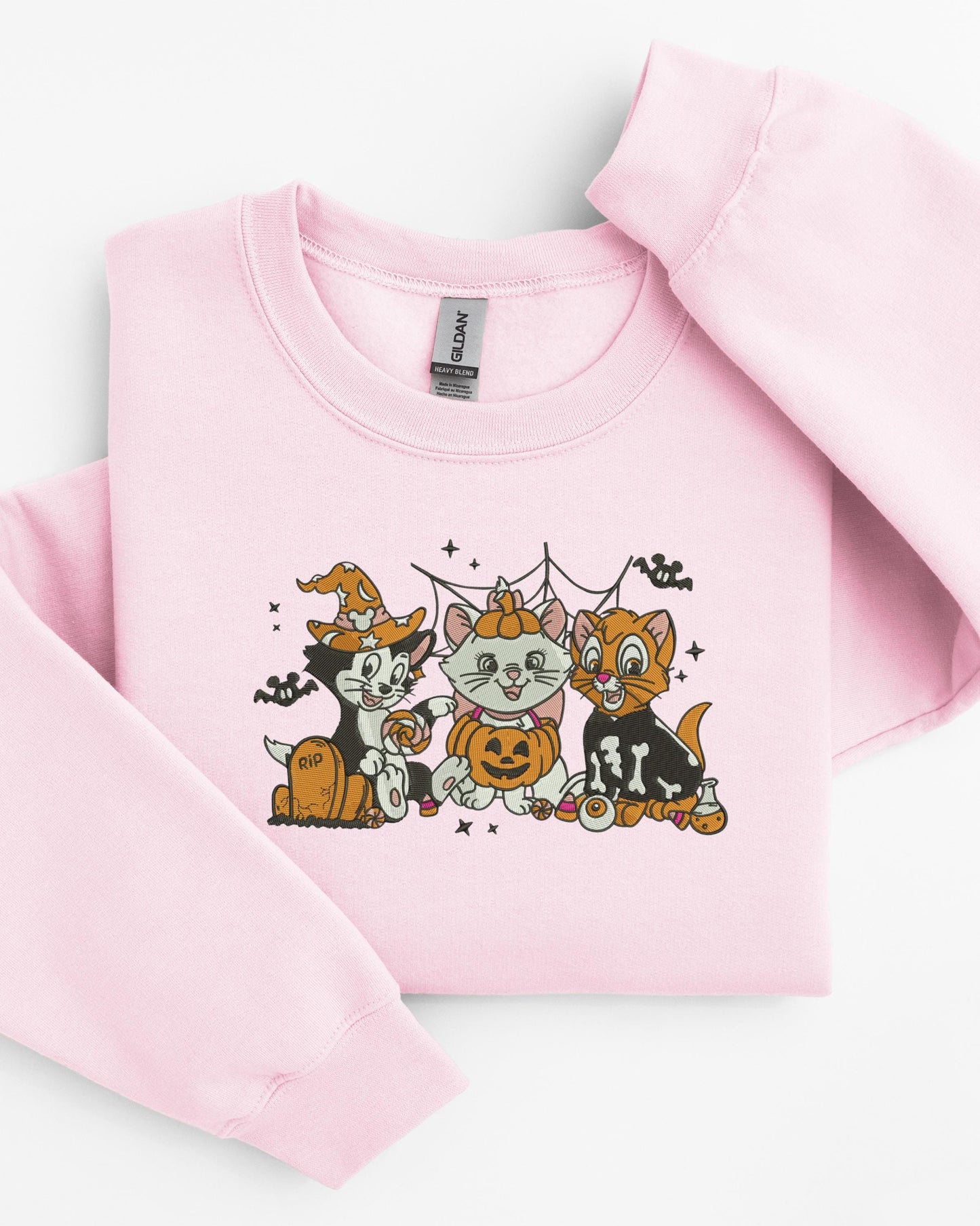 Embroidered Cat Halloween Sweatshirt, Halloween Gifts, Gift for Her, Cat Mom Sweatshirt,Halloween Cute Gift, Gift for Daughter, Halloween