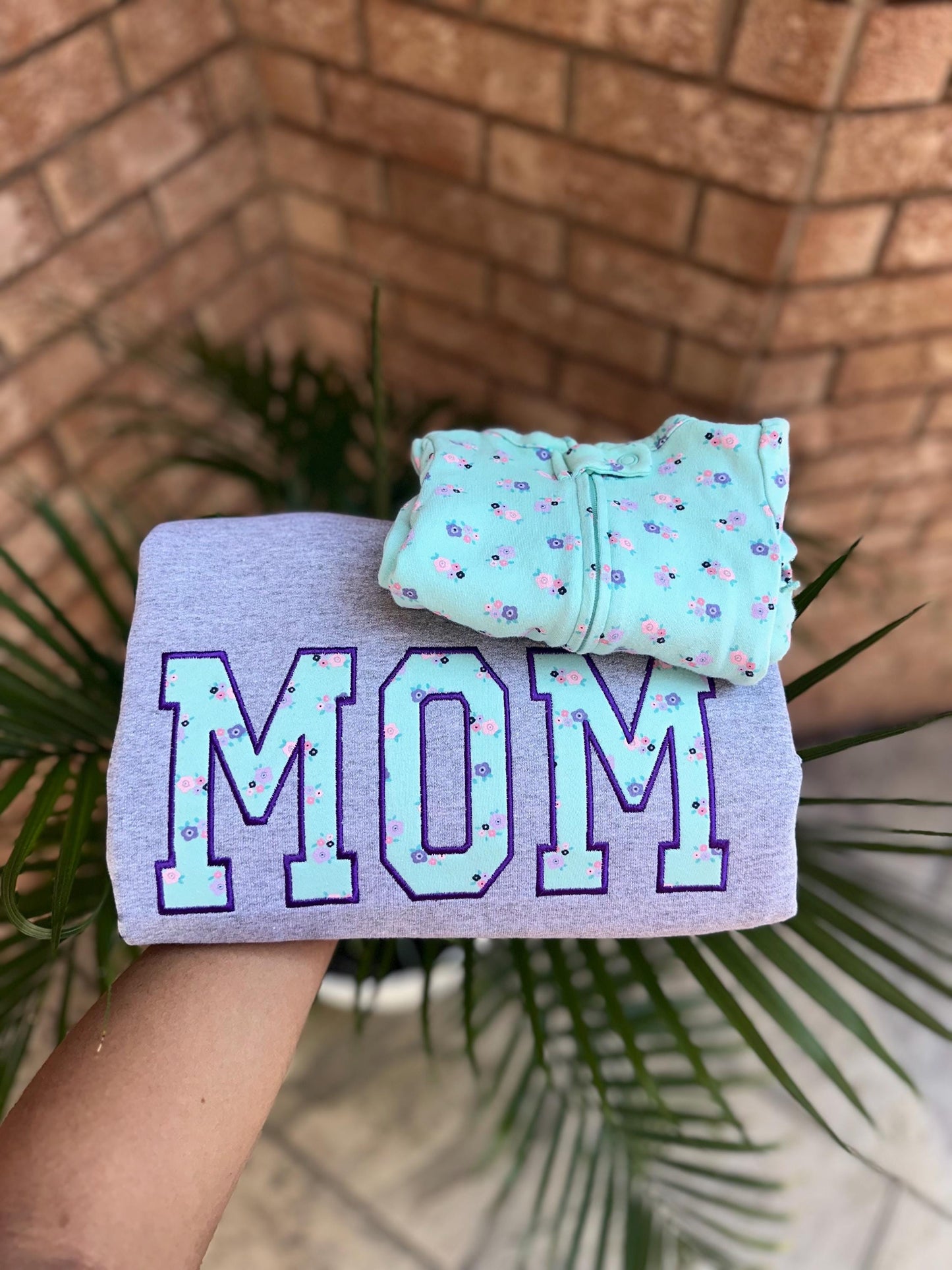 Mom Embroidered Baby Outfit Keepsake Applique Sweatshirt | Simple Mom Pullover, Gift for Mom, Personalized Mom Shirt, Mom