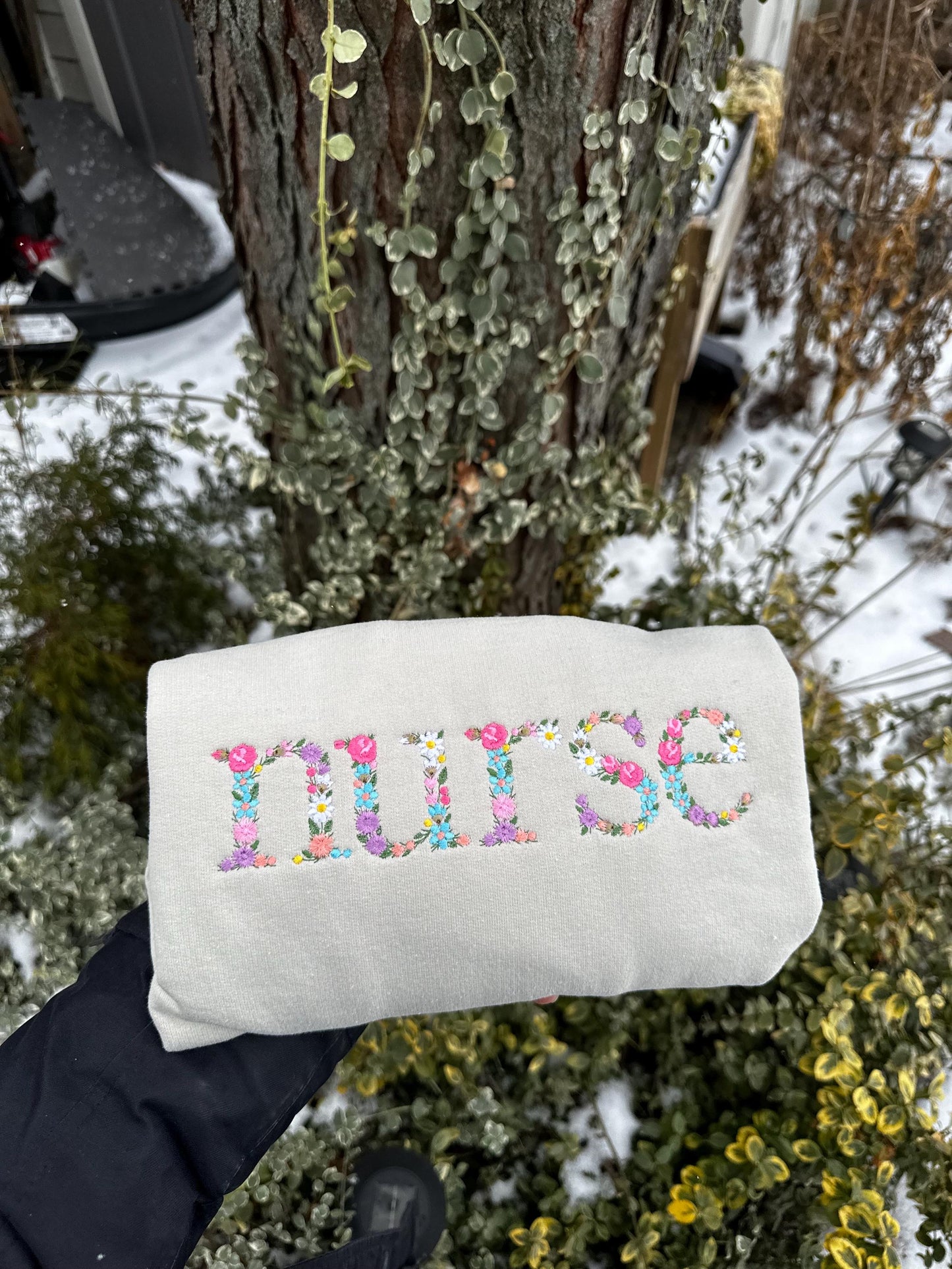 Embroidery Flower Nurse Shirt,Love Nurse Embroidery Sweatshirt,Nurse Week Embroidery Shirt,Embroidery Nurse Student Gift,Nurse Birthday Gift