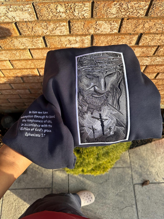 Embroidered Christian Sweatshirts Bible Verse on Sleeve Religious Sweatshirt Christian Gifts for Her Religious Apparel Baptism Sweatshirt