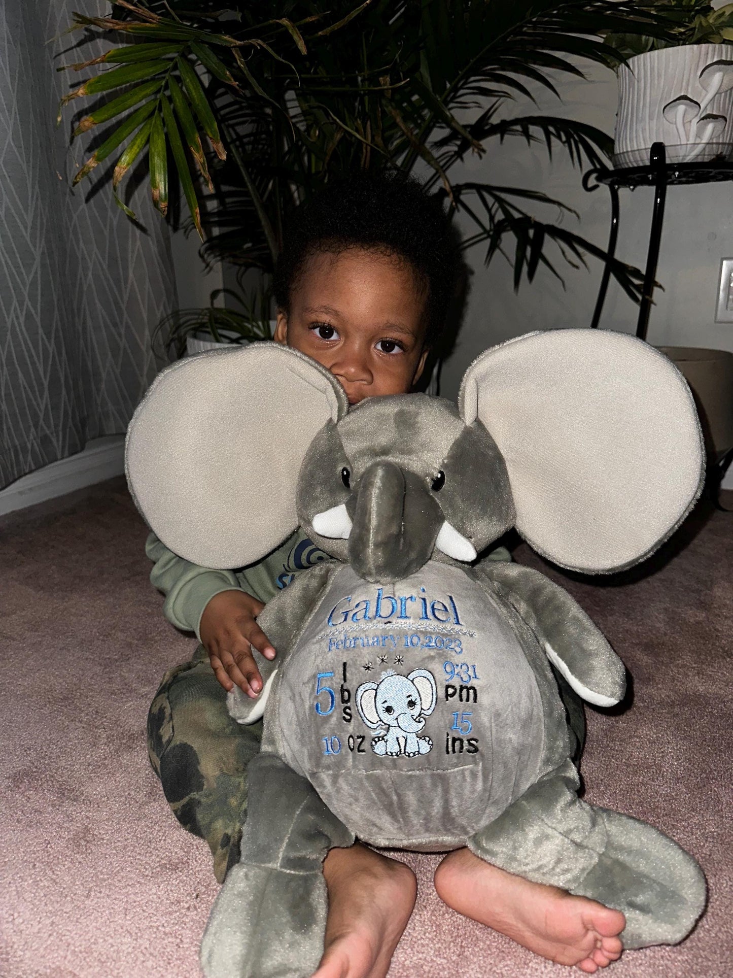 Personalized Stuffed Animal, Personalized Elephant, Birth Stat Animal, Embroidered Stuffed Animal, Birth Announcement, Embroidered Animal