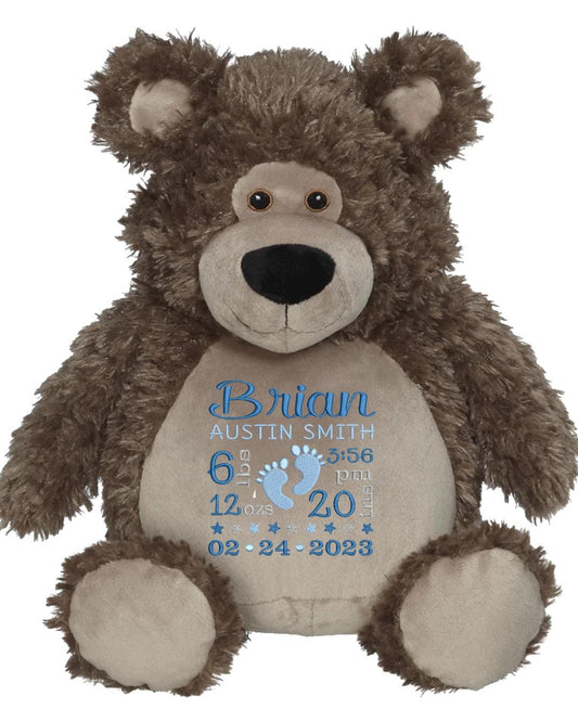Personalized Stuffed Animal, Personalized Teddy Bear, Birth Stat Animal, Embroidered Stuffed Animal, Birth Announcement, Embroidered Animal