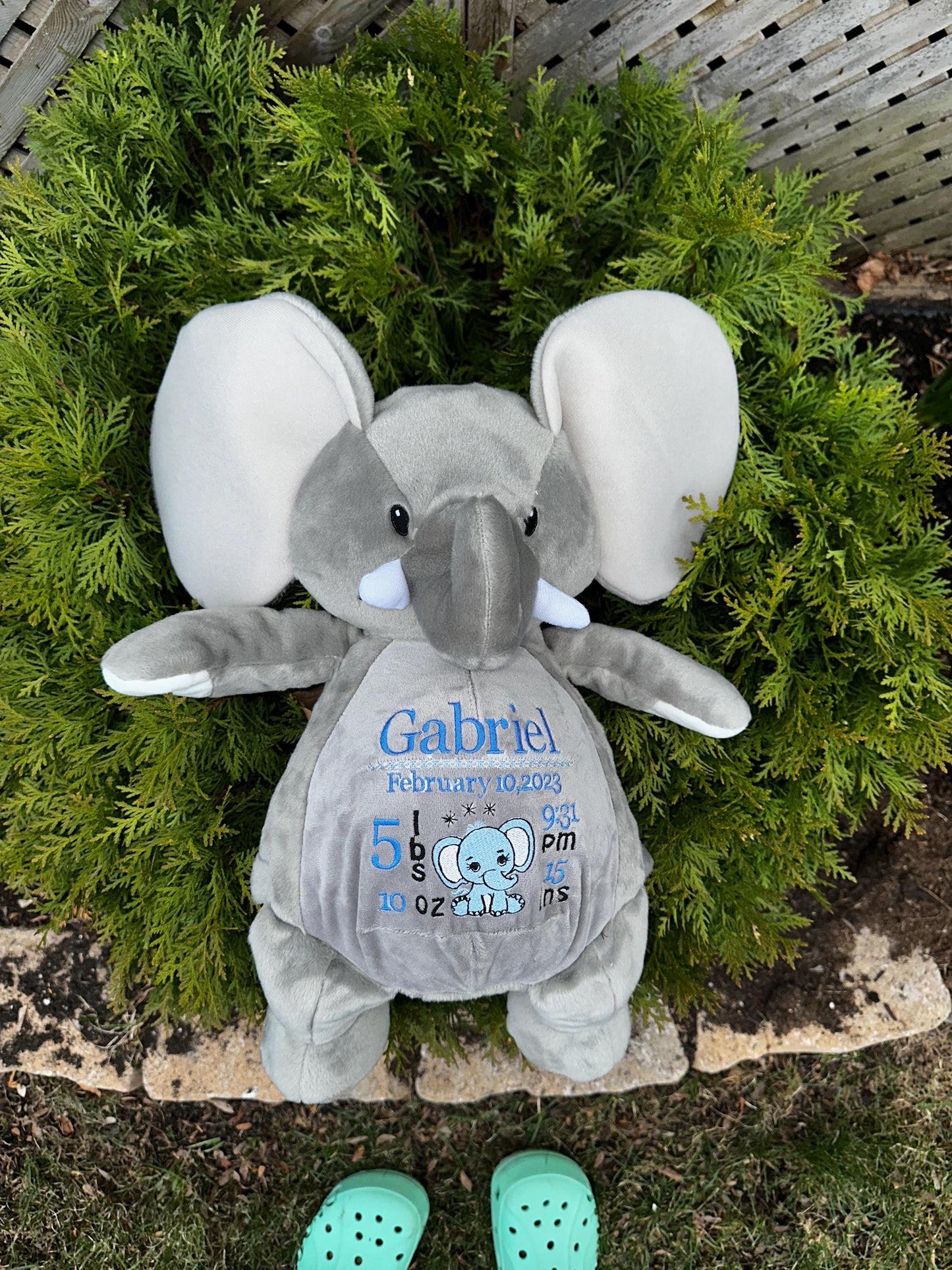 Personalized Stuffed Animal, Personalized Elephant, Birth Stat Animal, Embroidered Stuffed Animal, Birth Announcement, Embroidered Animal